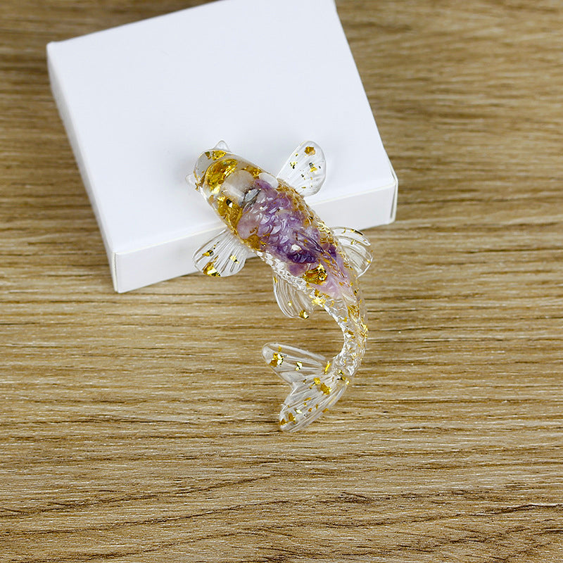 Olivenorma Ocean Harmony Crystal Fish Figurine Gemstone Decoration - Lilac - With Card - image 35