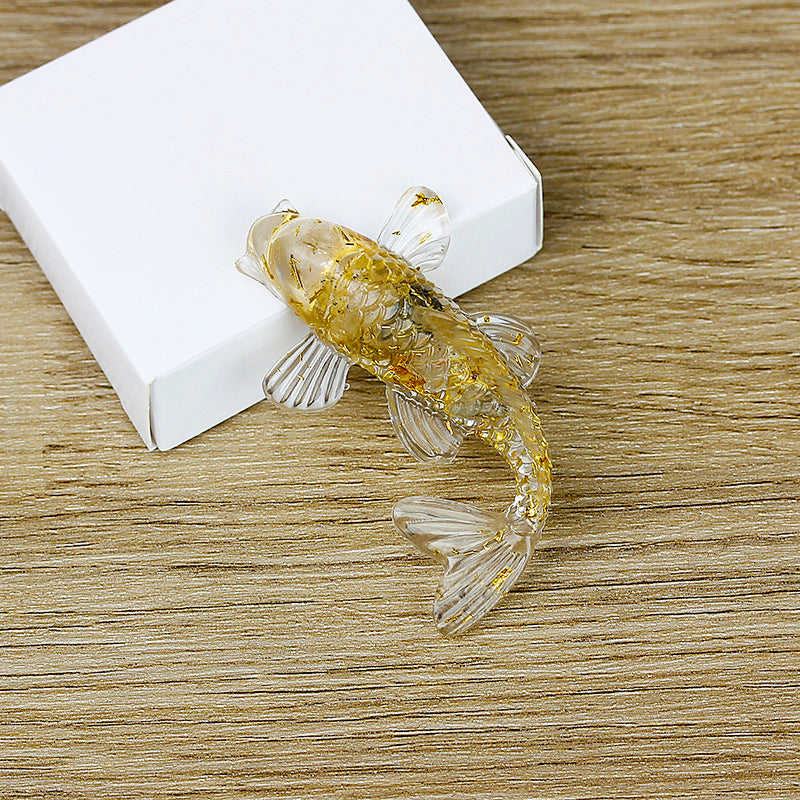 Olivenorma Ocean Harmony Crystal Fish Figurine Gemstone Decoration - Gold Rutilated Quartz - With Card - image 39