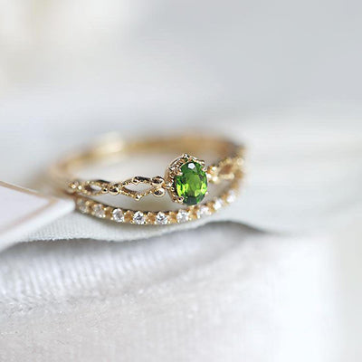 Olivenorma "Goddess of Radiance" - Elegant Stacking Inlaid Peridot Ring