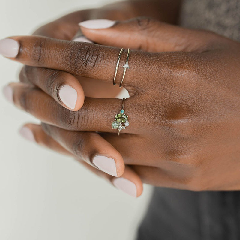 Olivenorma "The Morning Sun" - Natural Peridot with Zircon Ring