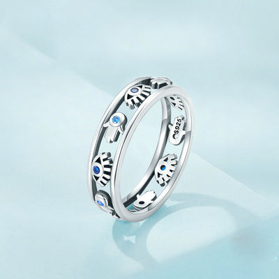 Olivenorma Sterling Silver S925 Evil Eye Hamsa Ring