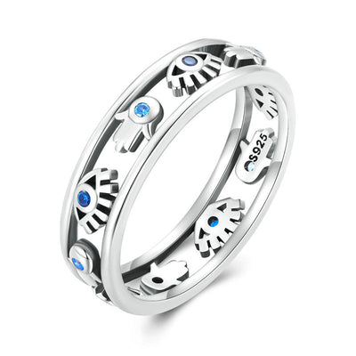 Olivenorma Sterling Silver S925 Evil Eye Hamsa Ring