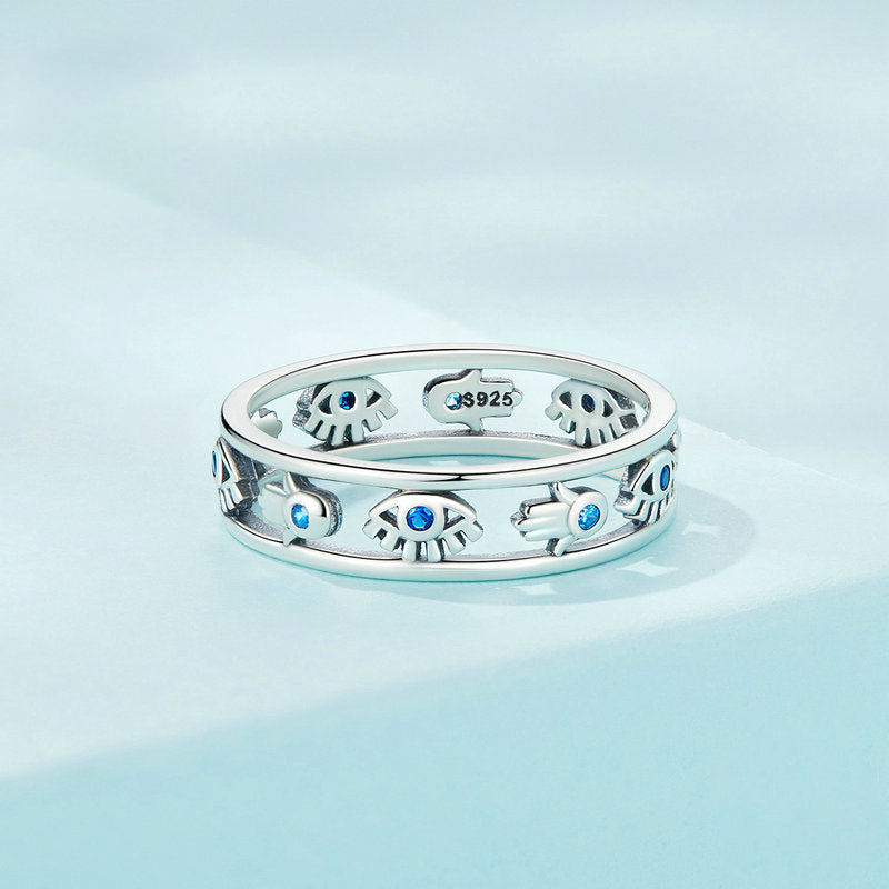 Olivenorma Sterling Silver S925 Evil Eye Hamsa Ring
