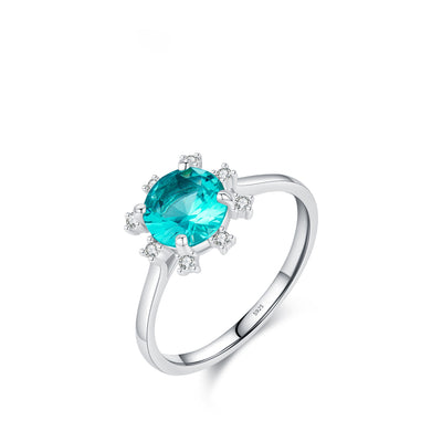 Olivenorma S925 Sterling Silver Paraiba Tourmaline Sunflower Ring