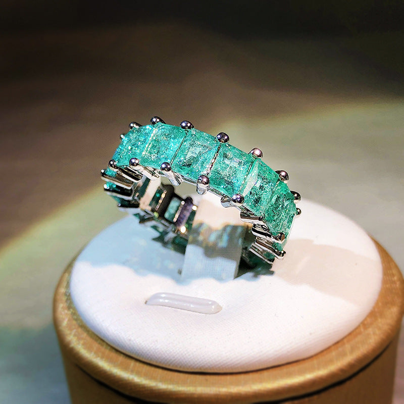 Olivenorma Paraiba Tourmaline Side By Side Square Ring