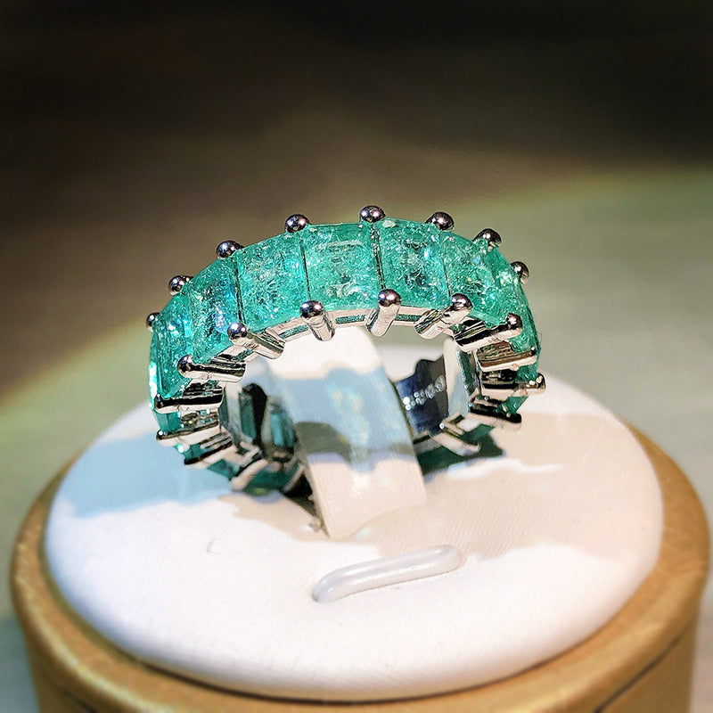 Olivenorma Paraiba Tourmaline Side By Side Square Ring