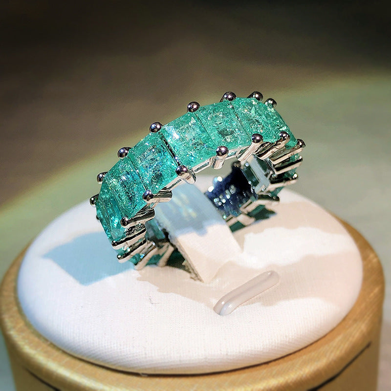 Olivenorma Paraiba Tourmaline Side By Side Square Ring