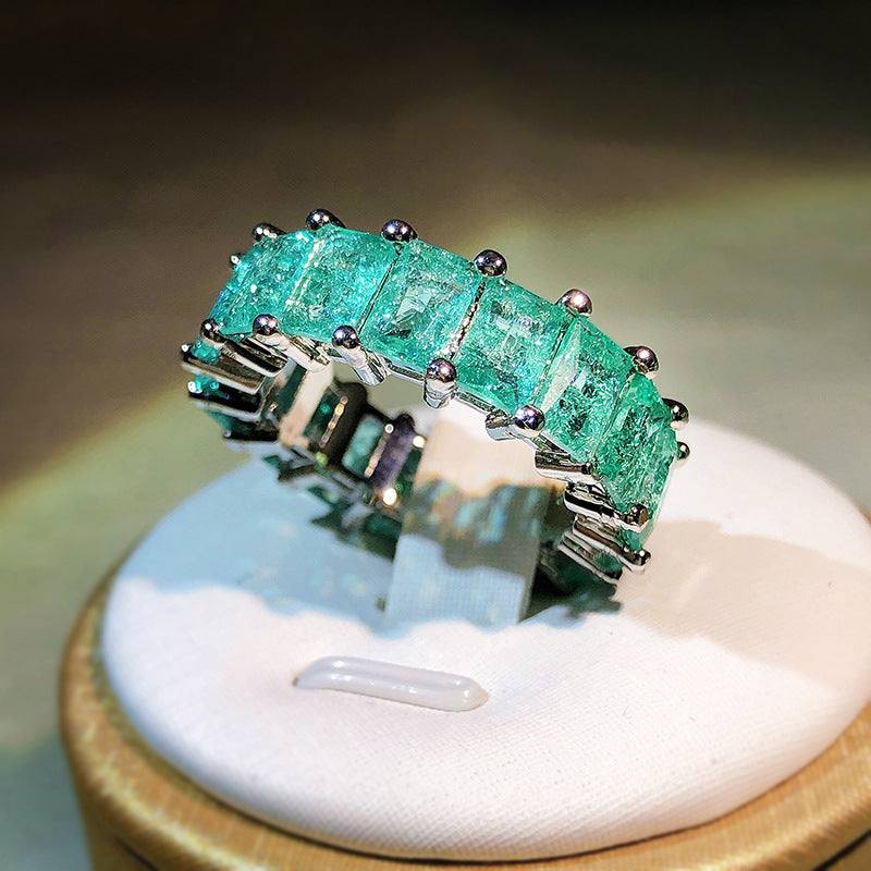 Olivenorma Paraiba Tourmaline Side By Side Square Ring