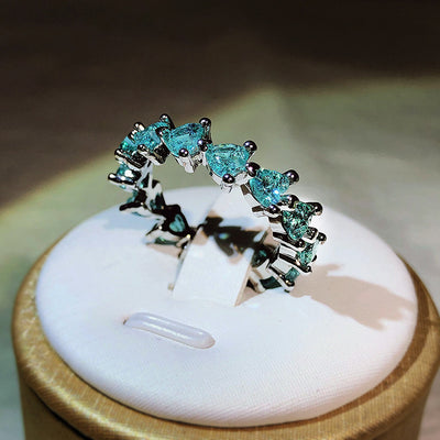 Olivenorma Paraiba Tourmaline Heart Shape Tandem Ring