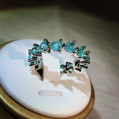 Olivenorma Paraiba Tourmaline Heart Shape Tandem Ring