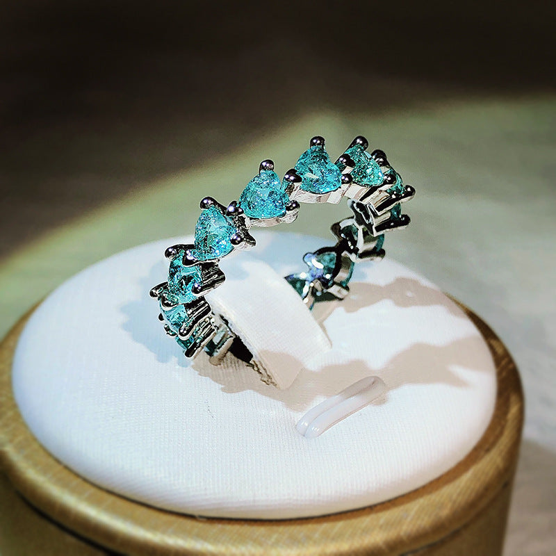 Olivenorma Paraiba Tourmaline Heart Shape Tandem Ring