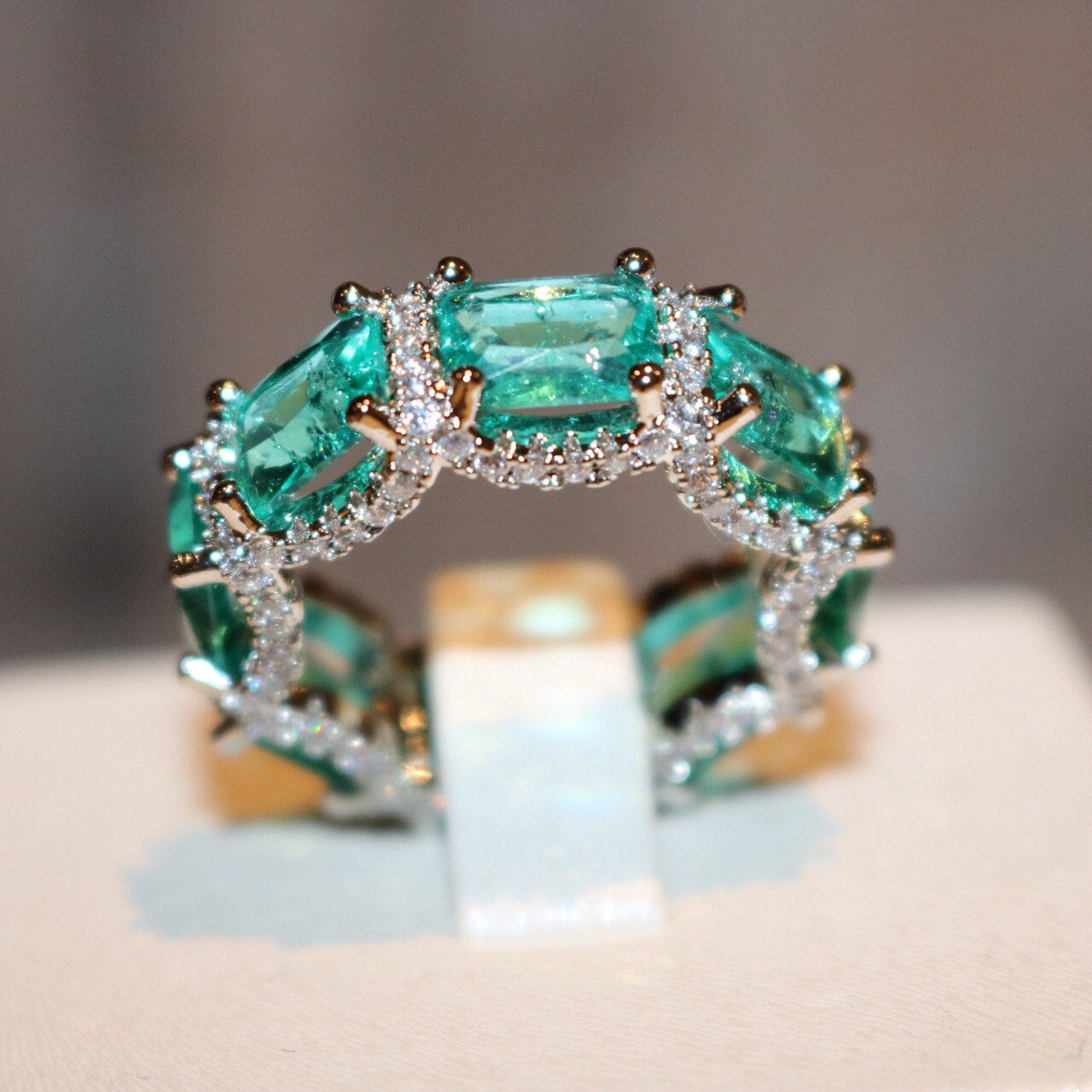 Olivenorma Ocean Blue Paraiba Tourmaline Full Eternity Ring