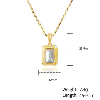 Olivenorma Rectangular Picture Frame Nacre Twist Chain Necklace