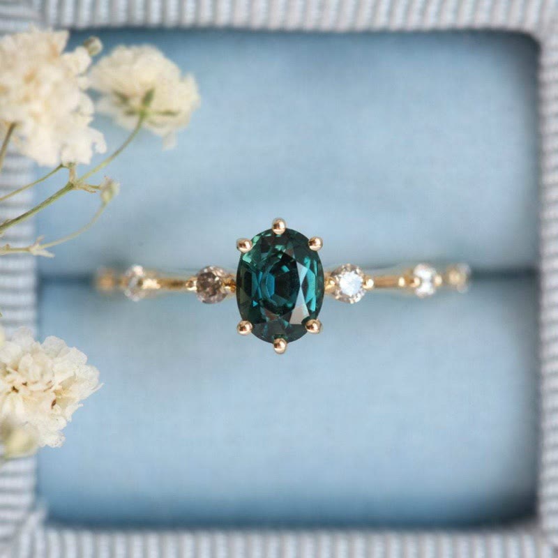 Olivenorma Exquisite Green Emerald Zircon Plated Alloy Ring