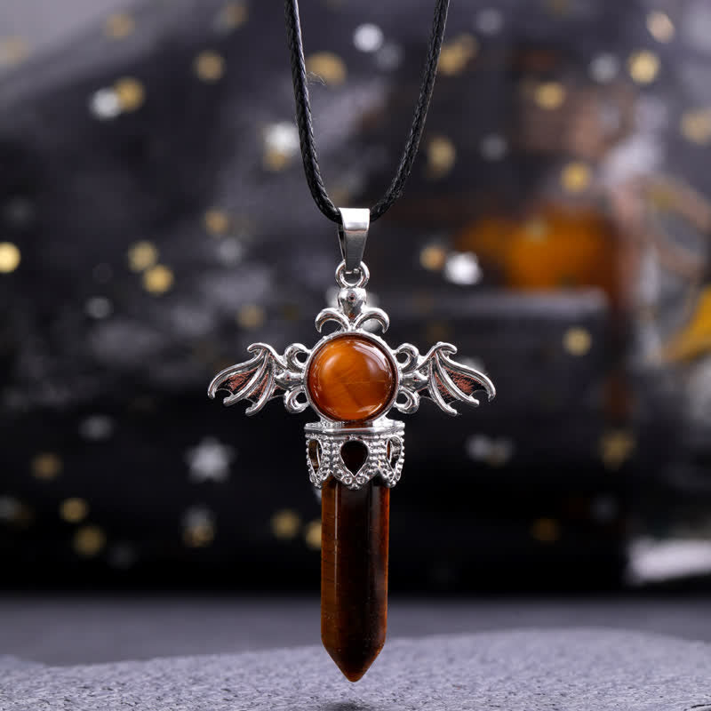 Olivenorma Natural Stone Angel Devil Wings Pendant Necklace