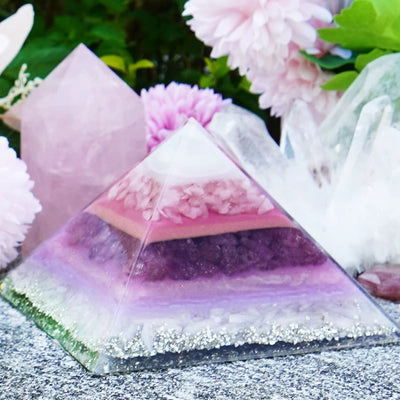 Olivenorma Rose Strawberry Quartz Amethyst Love Orgone Pyramid