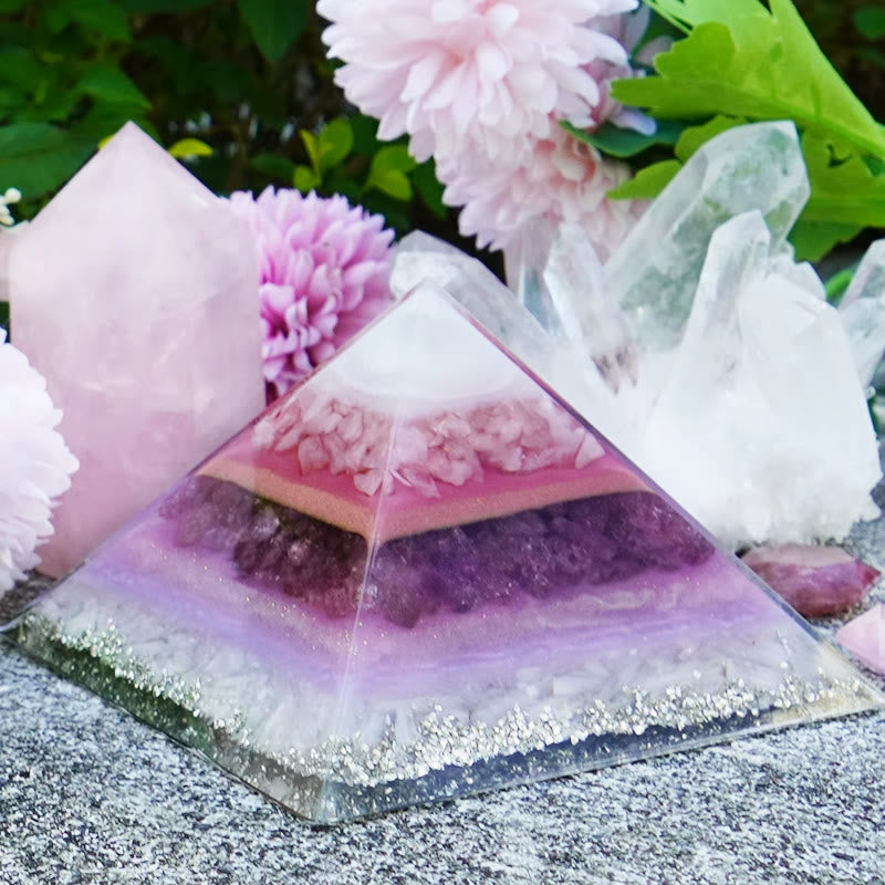 Olivenorma Rose Strawberry Quartz Amethyst Love Orgone Pyramid