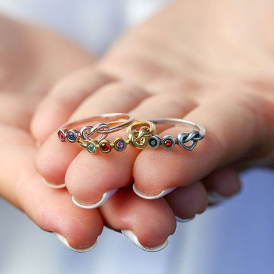 Olivenorma Personalized Ties The Heart Engraved Birthstone Ring