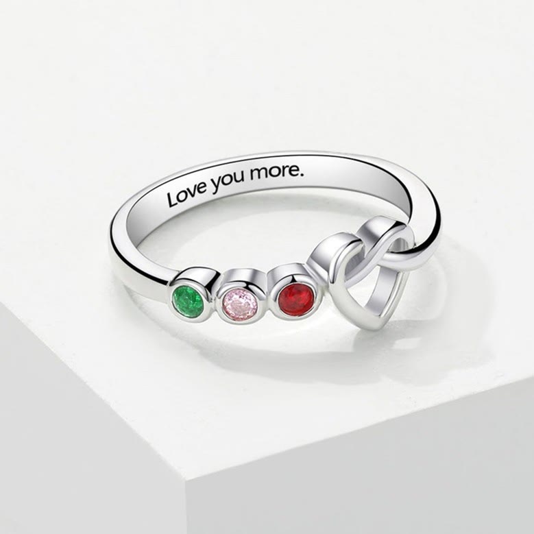 Olivenorma Personalized Ties The Heart Engraved Birthstone Ring