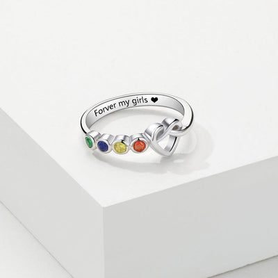 Olivenorma Personalized Ties The Heart Engraved Birthstone Ring