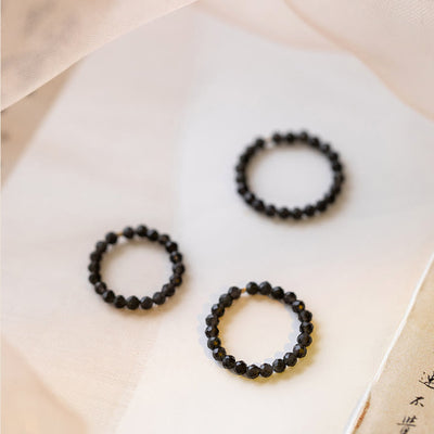 Olivenorma Extra Fine 3mm Faceted Obsidian Bead Ring