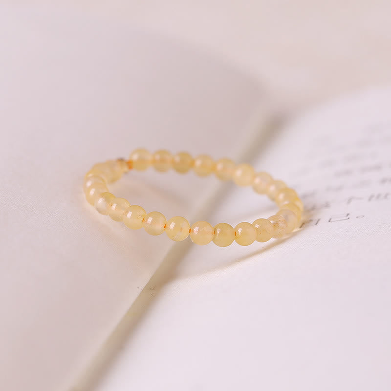 Olivenorma Extra Fine 2mm Yellow Jade Beaded Ring