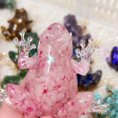 Olivenorma Crystal Resin Frog Ornament Gemstone Decoration