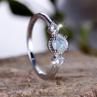 Olivenorma Four Prong Round Opal Ring