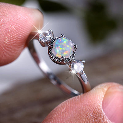 Olivenorma Four Prong Round Opal Ring