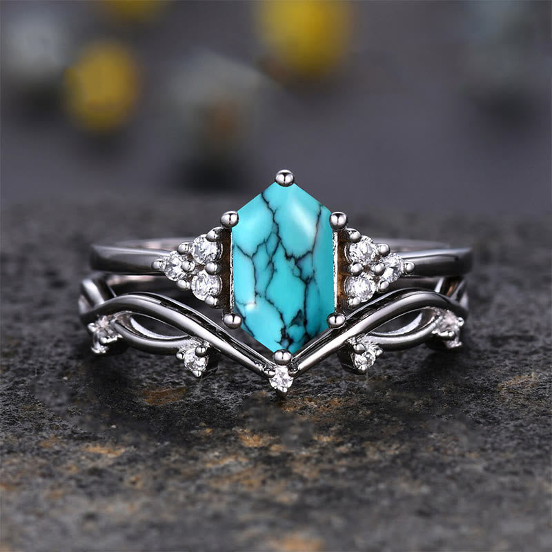 Olivenorma "Lucky Amulet" - Turquoise 2-piece Ring Set