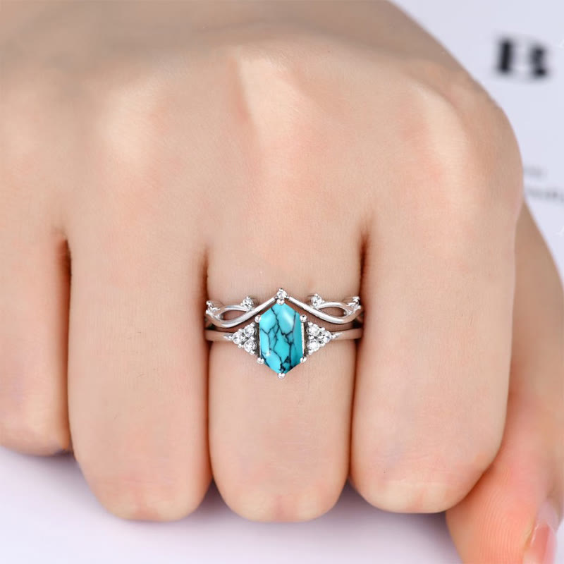 Olivenorma "Lucky Amulet" - Turquoise 2-piece Ring Set