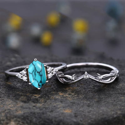 Olivenorma "Lucky Amulet" - Turquoise 2-piece Ring Set