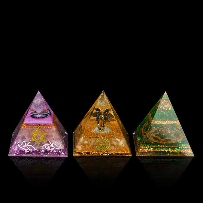 Olivenorma Natural Crystal Copper Coil Tree Orgone Pyramid