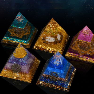 Olivenorma Natural Crystal Copper Coil Tree Orgone Pyramid