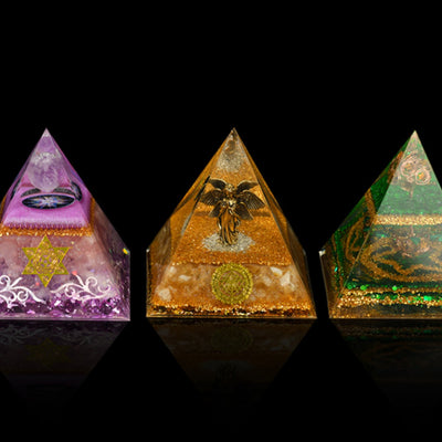 Olivenorma Natural Crystal Copper Coil Tree Orgone Pyramid