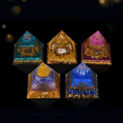 Olivenorma Natural Crystal Ornaments Functional Healing Orgone Pyramid