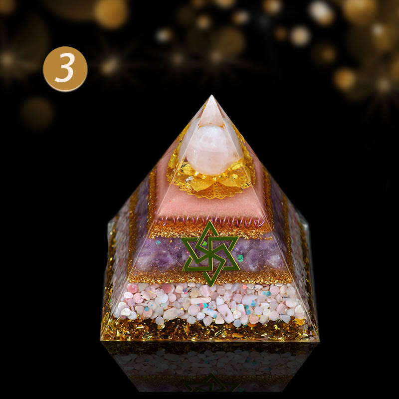 Olivenorma Natural Crystal Ornaments Functional Healing Orgone Pyramid