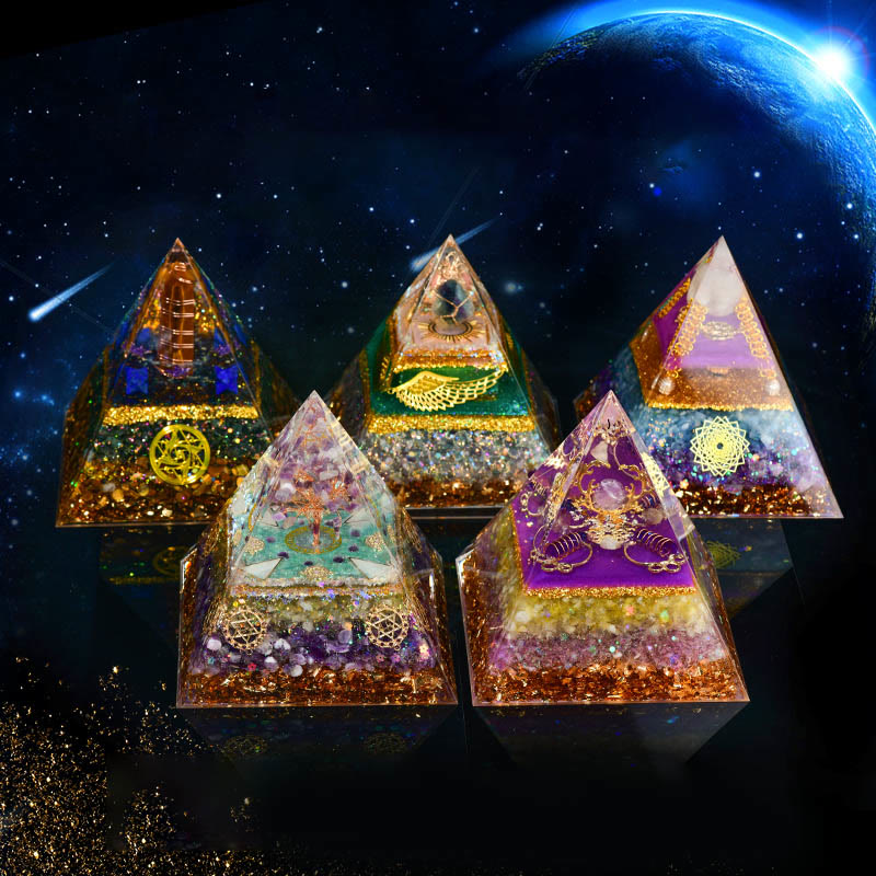 Olivenorma Chakra Energy Triangle Crystal Ball Orgone Pyramid