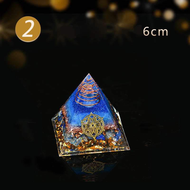 Olivenorma 5-15cm Clear Crystal Blue Aventurine Orgone Pyramid