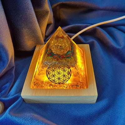 Olivenorma Citrine Flower of Life Orgone Pyramid