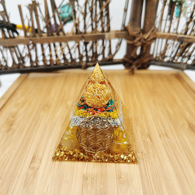 Olivenorma Citrine Flower of Life Orgone Pyramid