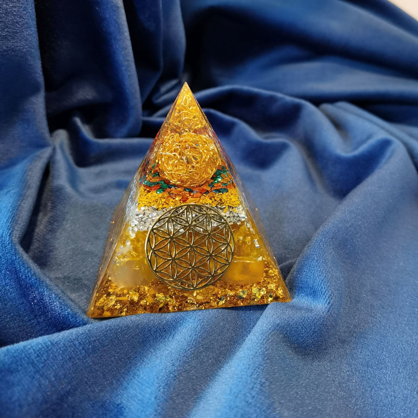 Olivenorma Citrine Flower of Life Orgone Pyramid