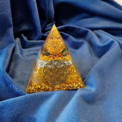 Olivenorma Citrine Flower of Life Orgone Pyramid