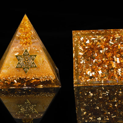 Olivenorma Lucky and Prosperous Natural Citrine Orgone Pyramid