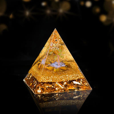 Olivenorma Peridot Tiger Eye Tree of Life Orgone Pyramid