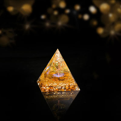 Olivenorma Peridot Tiger Eye Tree of Life Orgone Pyramid