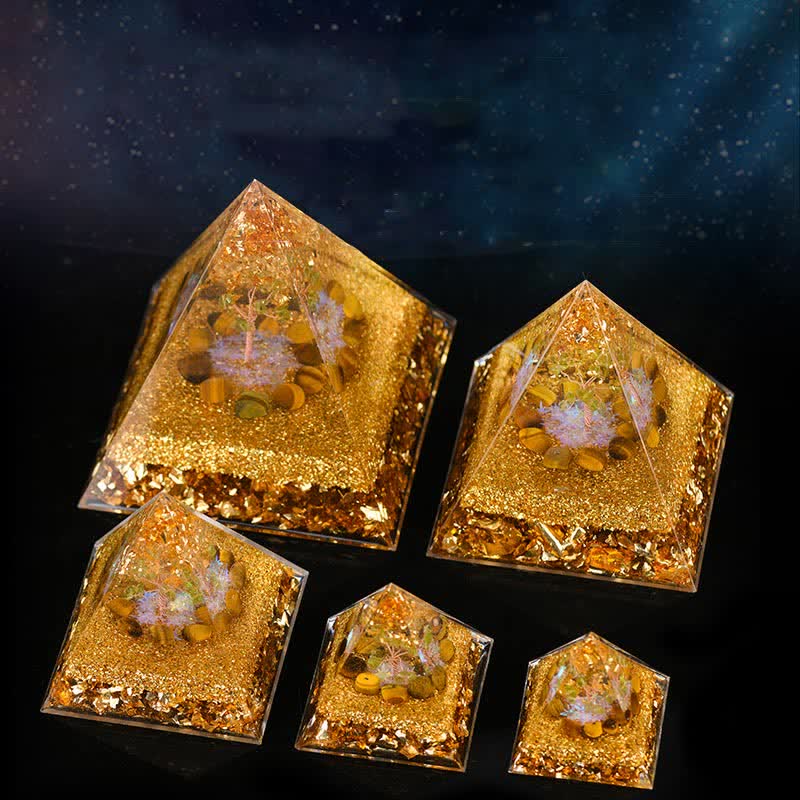 Olivenorma Peridot Tiger Eye Tree of Life Orgone Pyramid