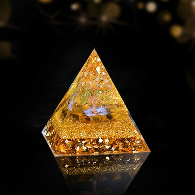 Olivenorma Peridot Tiger Eye Tree of Life Orgone Pyramid