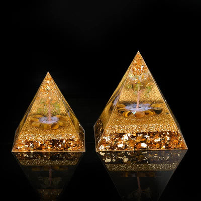 Olivenorma Peridot Tiger Eye Tree of Life Orgone Pyramid