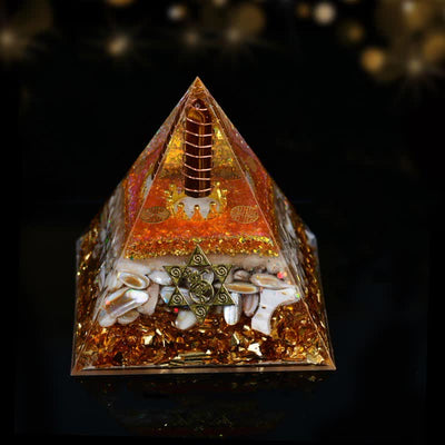 Olivenorma 10cm Good Luck Natural Crystal Prism Orgone Pyramid